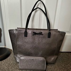 Kate spade glitter tote and wallet